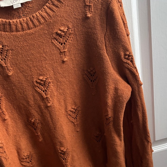 LOFT Women's Rust Textured Sweater - Picture 3 of 4